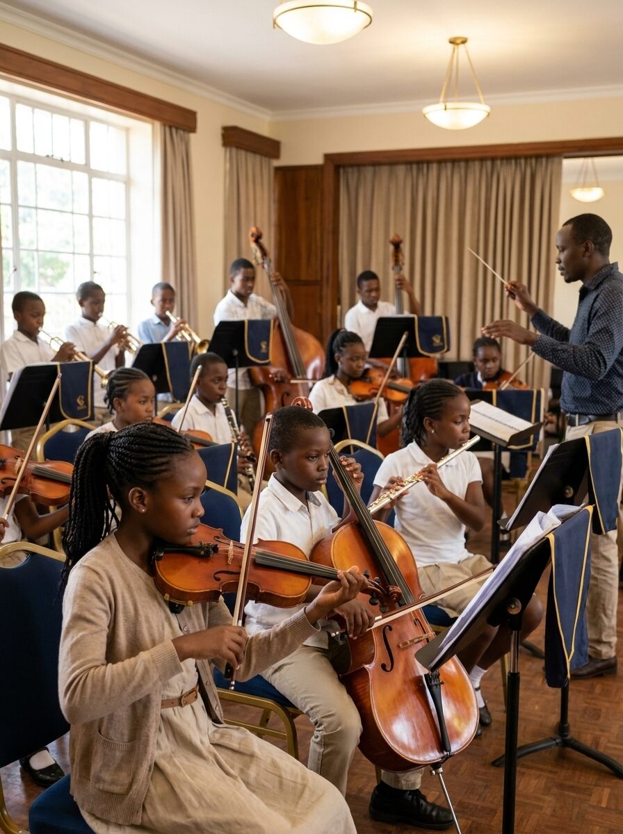 Pamoja Music School conductor leading musicians in rehearsal